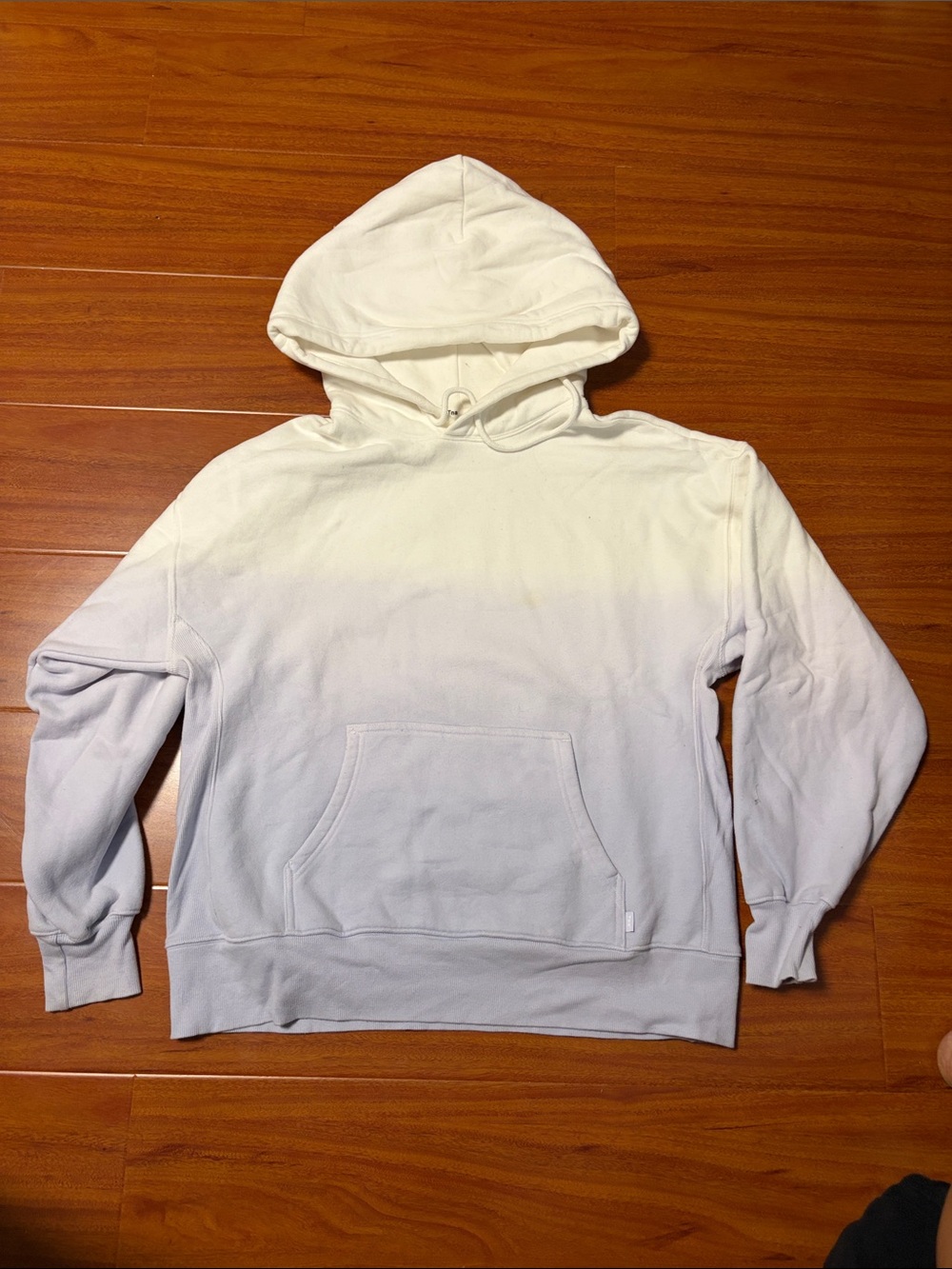 TNA Woman’s White to Light Gray Gradient Pullover Hoodie (over sized)